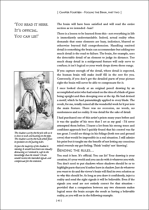 Fooling The Brain catalogues the many ways of fooling viewrs of your work into seeing more detail than acrually exists - and many more tricks.